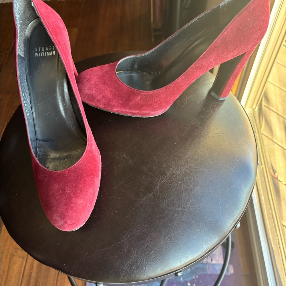 Stuart Weitzman Burgundy Suede Heels